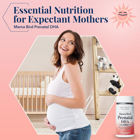 Best Nest Wellness Mama Bird Prenatal DHA Vitamin, 500 mg Triglyceride Fish Oil, Easy to Swallow Lemon Flavor, 60 Ct