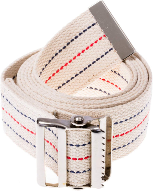 COW&COW Transfer and Gait Belt with Metal Buckle - 2 inches, Beige with Stripes, 60" - Transfer Walking and Standing