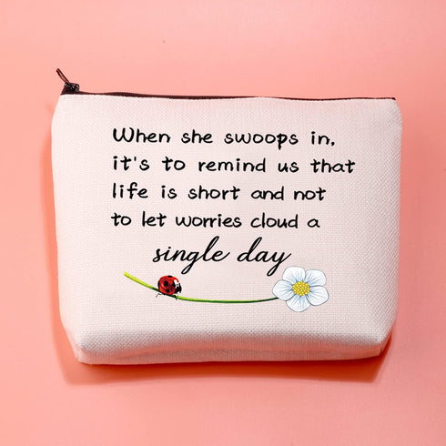 JXGZSO Good Luck Ladybug Makeup Bag with Zipper, Gifts for Women Cosmetic Bag