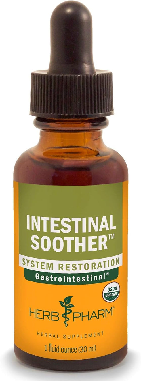Herb Pharm Certified Organic Intestinal Soother Liquid Herbal Formula with Turmeric Extract - 1 Ounce.