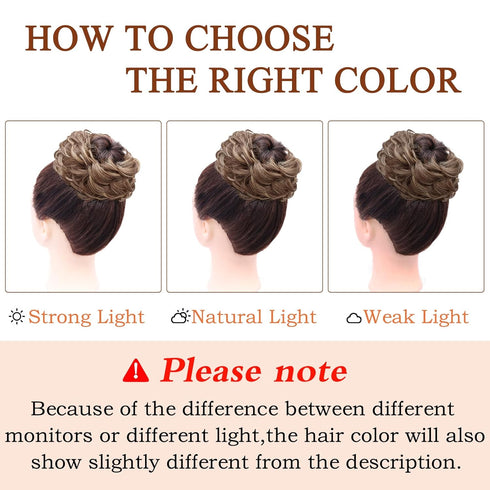 MORICA 1PCS Messy Hair Bun Hair Scrunchies Extension, Curly Wavy Synthetic Chignon Hairpieces for Women (12H24#)