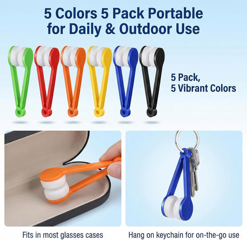 Happyupcity 5 Sun Glasses Eyeglass Microfiber Mini Eyeglasses Cleaner Spectacles Cleaner Soft Brush Cleaning Tool