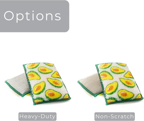 Set 9 Smart Design Heavy Duty Scrub Sponge with Bamboo Odorless Rayon Fiber - of - Ultra Absorbent - Soft & Metallic