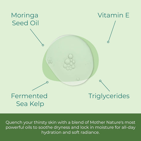 Moringa Seed Facial Oil Drops Super Moisturizing Antioxidant-Rich Glow with Sea Kelp & Vitamin E - Daily Face Primer & Replenishing Vegan Skincare for Women & Men - 1 Fl Oz