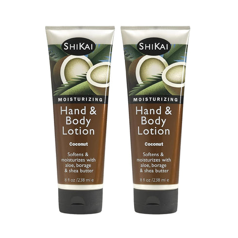 ShiKai Coconut Hand & Body Lotion (8oz, Pack of 2) - Daily Moisturizing Skincare with Aloe Vera & Vitamin E