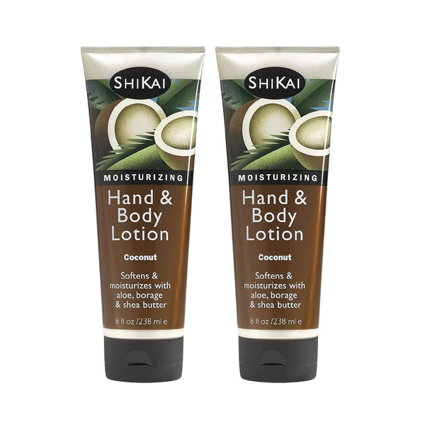 ShiKai Coconut Hand & Body Lotion (8oz, Pack of 2) - Daily Moisturizing Skincare with Aloe Vera & Vitamin E