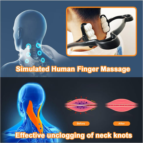 Massager,6 Neck Balls Massage Roller,Handheld Massager and Relaxer,for Neck, Back, Shoulder, Waist, and Legs