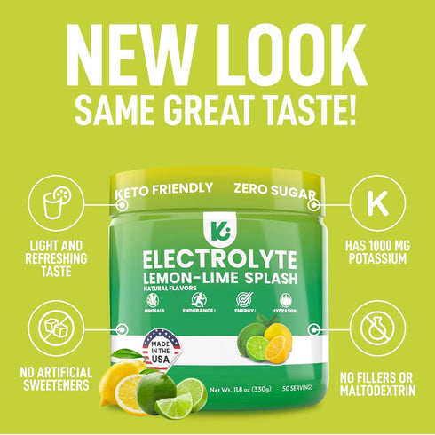 Keppi Keto Electrolytes Powder - No Sugar, Zero Carbs, Made in USA - Advanced Hydration & Recovery - Lemon Lime Flavor