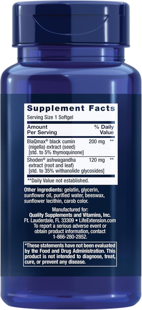 Life Extension Serene Sleep – Ashwagandha, Black Cumin – Sleep Supplement, Calm, Relaxation, Sleep Support Without Melatonin – Once-Daily, Gluten-Free, Non-GMO – 30 Softgels