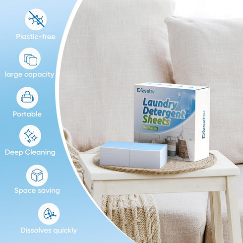 Laundry Detergent Sheets, 300 Loads, Eco-friendly Plastic-Free, Fresh Linen, Travel Laundry Detergent
