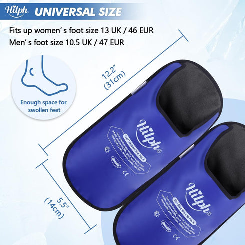 Foot Ice Pack Slippers Hilph for Plantar Fasciitis 2 Packs, Reusable Hot Cold Gel Ice Slipper for Foot and Broken Toes