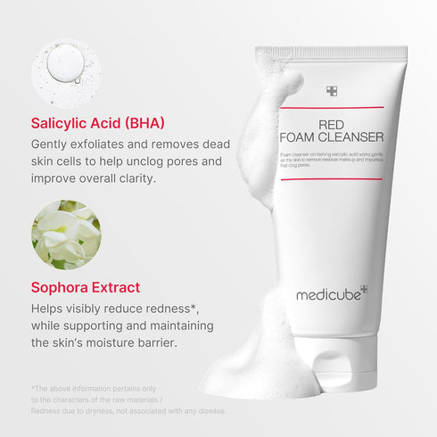 medicube Red Foam Cleanser, Deeply Cleanses, Removes Impurities, Controls Sebum, Korean Skincare