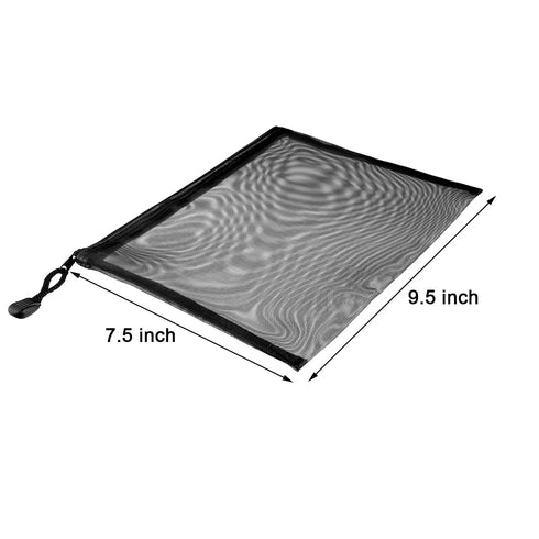 Norme 10 Pieces Black Mesh Bags, Makeup Bags, Cosmetic Travel Organizer, Mesh Zipper Pouch Pencil Case, 9.5 x 7.1 Inches
