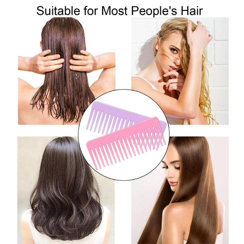 Wide Tooth and Large Detangling Comb Set for Long, Curly Hair - No Handle Styling Combs (2 Pieces)