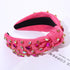 Pink Jeweled Crystal Heart Knotted Headband for Valentine's Day - Hair Accessories for Women Girls (Pink, Rhinestone