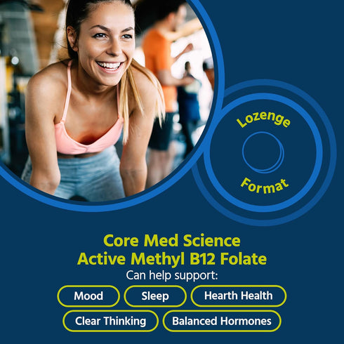 Core Med Science Methyl B12 Folate Supplement, 60 Count, Supports Mood, Cognitive, Heart Health