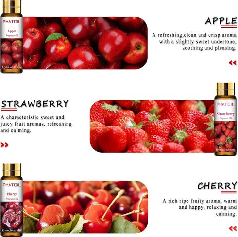9PCS Fruity Essential Oils Gift Set - 10ml/0.33fl.oz Fragrance Oils for Soap, DIY Candle, Bath Bombs, Diffusers