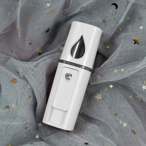 Portable Nano Facial Mister - Mini Facial Steamer with Mirror & 20ml Visual Water Tank (White)