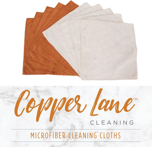 Copper Lane Lint Streak-Free Microfiber Cleaning Cloths in Tan and Copper