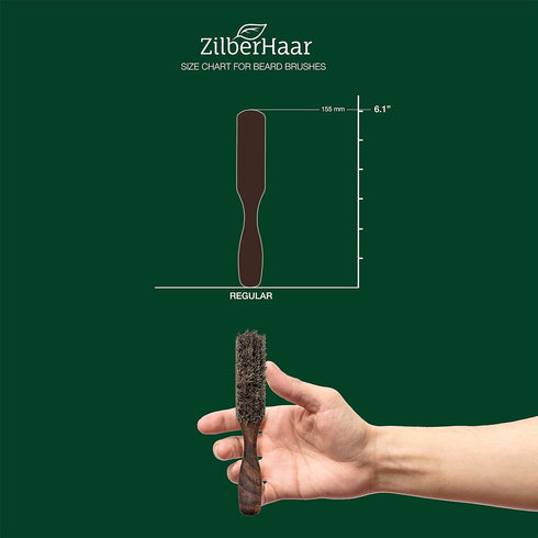 ZilberHaar Vegan Beard Brush - Stiff Bristles, Oiled Walnut and Mexican Tampico Bristles, Animal-Free Grooming Product