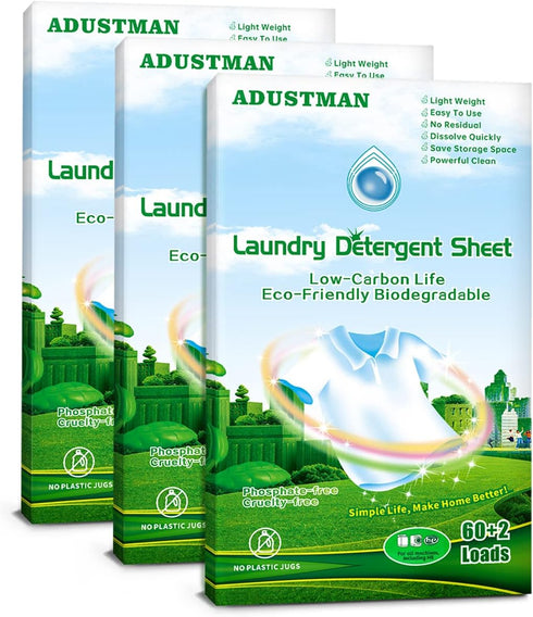 Laundry Detergent Sheets (Strips), 186 Loads, 3 Pack, Fresh Breeze, Earth-Friendly