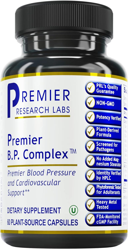 Premier Research Labs BP Complex - 60 Plant-Source Capsules for Heart Health with Garlic, Hawthorn, Olive Leaf & Reishi