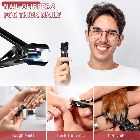 Nail Clippers for Men, Heavy Duty Toenail Clippers for Seniors with 15mm Wide Jaw Opening for Ingrown Nails