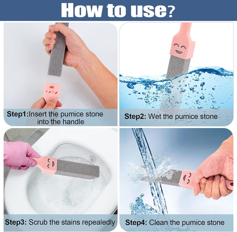 10 Packs Grey Pumice Stone Cleaner with 2 Universal Handles for Cleaning Toilets, Bathrooms, Kitchens, Spas, Pools,
