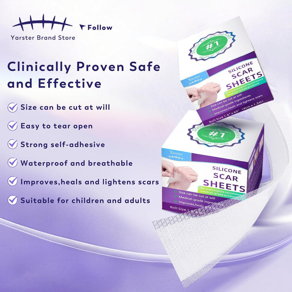 Tape(1.8"x 157" Roll-4M), Silicone Scar Sheets, Silicone Scar Medical Grade Scar Sheets, Scar Tape for Surgical Scars
