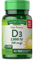 Nature's Truth Vitamin D3 2000 IU Softgels, 150 Count, High Potency, Non-GMO, Gluten Free Supplement