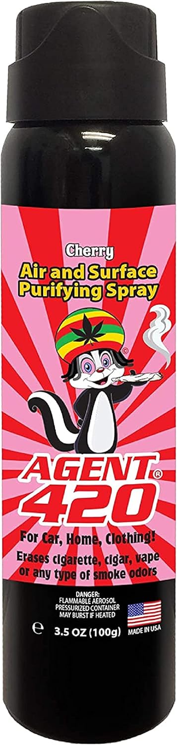 Agent 420 Odor Destroying Spray, 3.5 oz, Eliminating Pot Smoke, Cigarette Odors, Freshen Up The "Crib!” (Cherry)