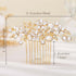 Olbye Bridal Headpiece - Rhinestone Crystal Flower Hair Comb and Clips for Brides and Women (Gold)
