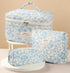 3 Pcs Cotton Quilted Makeup Bag Set, Floral Makeup Bag, Cute Travel Cosmetic Organizer for Women Girls