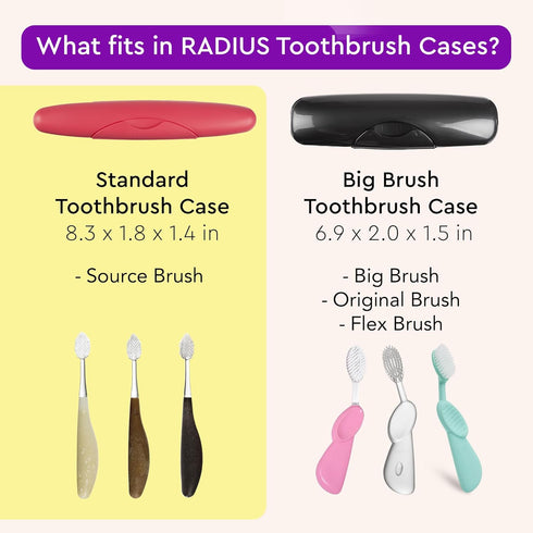 RADIUS Toothbrush Travel Case for Standard Brush, BPA-Free Recycled Plastic, Portable for Bathroom, School, Home
