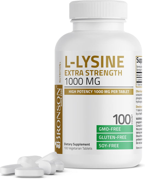 Bronson L-Lysine Extra Strength 1000 MG Tablets, Immune Support & Collagen Synthesis, Non-GMO