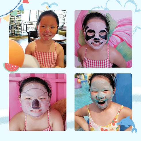 Animal Spa Masks | Character Sheet Masks | Kids Facial Mask | Spa Day Party | Girls Night | 6 Pieces for All Skin Types