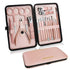 ZIZZON Manicure Set 18 in 1 Professional Pedicure Kit, Nail Scissors Grooming Kit with Leather Travel Case Pink