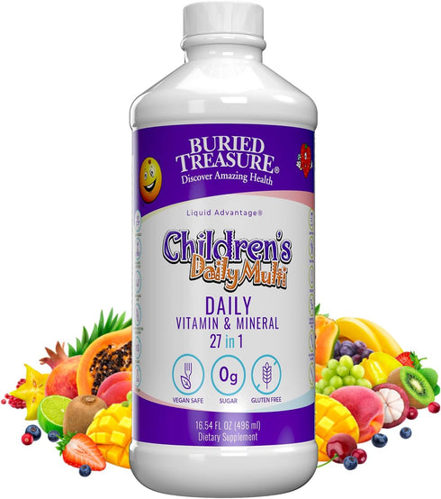 Buried Treasure Children’s Daily Multivitamin - 16 Servings Citrus Flavor, Essential Vitamins & Minerals
