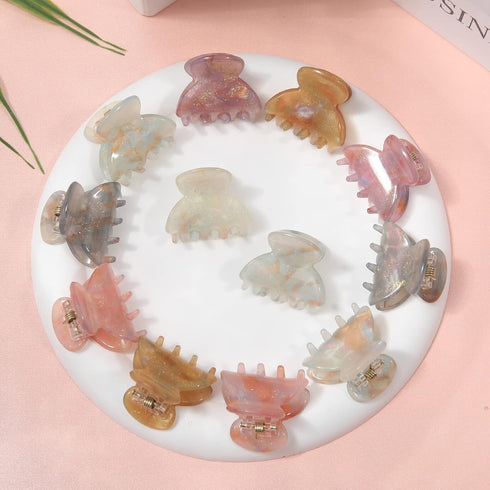 Sequin Mini Hair Clips - 12PCS No-Slip Grip Claw Barrettes for Thick Hair (1.18")
