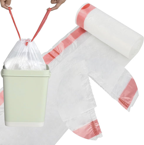13 Gallon Kitchen Drawstring Trash Bags, Heavy Duty, Clear, 105 Counts