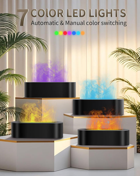 Kelymnaean 7 (150ml, Essential Oil Diffuser with Fireplace Flame, Ultrasonic Cool Mist Humidifier for Aromatherapy