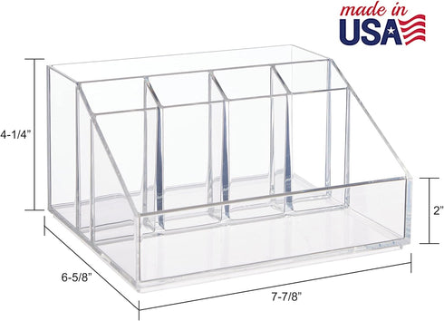 STORi Chloe Clear Plastic Stackable Vanity Makeup Organizer, 6-Compartment Holder for Cosmetics and Beauty Supplies