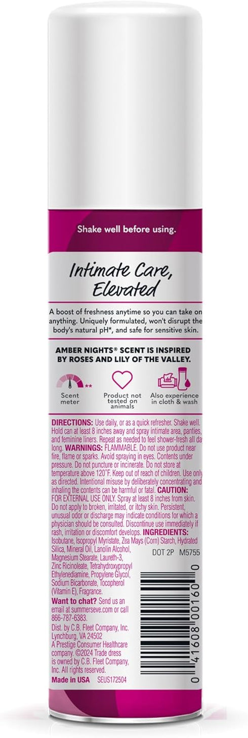 Summer's 2 Oz Eve Amber Nights Daily Feminine Spray with Talc-Free, Odor-Neutralizing and Moisture-Absorbing Formula