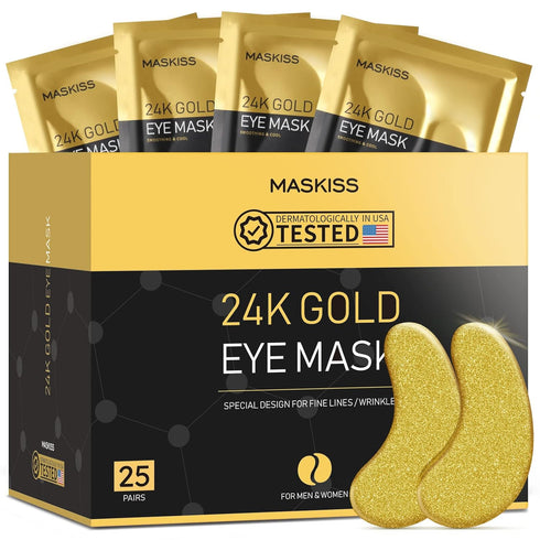 24k Gold Under Eye Patches, 25 Pairs Eye Masks for Dark Circles and Puffiness