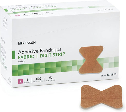 McKesson Adhesive Bandages, Sterile Fabric Digit Fingertip, Tan, 1.7 in x 2 in, 100 Count