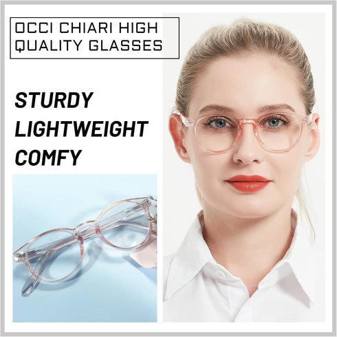 OCCI CHIARI 1.0 Round Reading Glasses for Women, Sturdy Reader (1.0 to 6.0) for Larger Lady