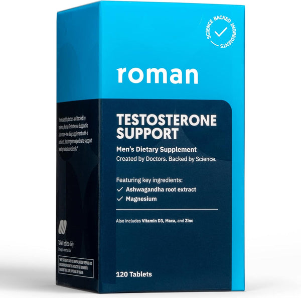 ROMAN Testosterone Support Supplement with Ashwagandha & Magnesium, 120 Tablets - Daily Nutritional Support