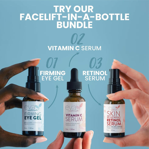 Retinol Serum by Eva Naturals, 2.5% Retinol Serum for Face with Hyaluronic Acid, Vitamin E & Organic Aloe - 2 Pack