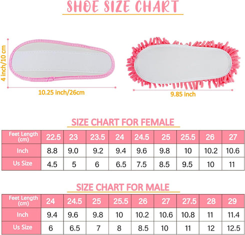 Washable Chenille Microfiber Slippers Floor Dust Dirt Hair Detachable Microfiber Mop Slippers for Office Home Room (Pink, Women 7-9/Men 5-7)