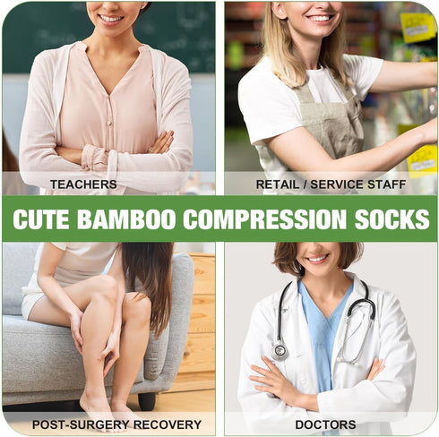 LIKAWEN 2 15-20 mmHg Pairs Bamboo Plus Size Compression Socks Wide Calf for Women and Men Knee High Support Stockings